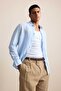 Men's Regular Fit Linen Basic Long Sleeve Shirt Light Blue - 3