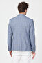 Meriva Men's Navy Blue Linen Look Spring-Summer Slim Fit Plaid Sports Blazer Jacket - 8