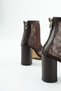 Serina Women's Genuine Leather Detailed Back Zipper Thick Heeled Brown Mesh Boots - 3