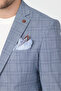 Meriva Men's Navy Blue Linen Look Spring-Summer Slim Fit Plaid Sports Blazer Jacket - 2