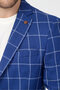 Virone Men's Cobalt Blue Mono Collar Plaid Polyviscon Fabric Slim Fit Sports Blazer Jacket - 2