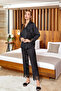 Aqua 25168 Satin Lace Shirt Pajama Set - 2