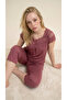 Dusty Rose Lace Collar Detailed Short Sleeve Capri Set - 2