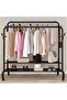 Double Pole Heavy Duty Metal Garment Rack - Freestanding Movable Clothes Rail - 150cm