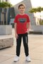 Busekids Boys' New Season Multi-Colored Printed T-Shirt Ribbed-Elastic Bottom-Top Set