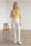 Women's Yellow Collar Accessory Detailed Ribbed Knitwear Blouse - 2
