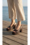 Closed Top Side Buckle Leather High Heeled Ankle Buckle Women's Summer Sandals - 5