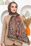 Women's Beige Red Shawl Patterned Organic Cotton Soft Shawl - 2