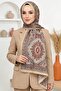 Women's Beige Mandala Patterned Organic Cotton Soft Shawl