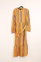 Yellow & Multicolor Striped Tiered Casual Dress - 2