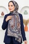 Women's Navy Blue Shawl Patterned Organic Cotton Soft Shawl
