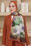 Women's Orange Watercolor Floral Patterned Soft Shawl
