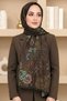 Women's Brown Vintage Floral Patterned Organic Cotton Soft Shawl - 2