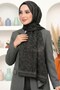Women's Gray Shawl with Patterned Bamboo Crush Design
