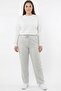 Women's Light Gray Waterway Patterned Wide-Leg Trousers with Pockets and Elastic Waist - 3