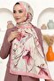 Women's Pink Ecru Floral Patterned Koza Soft Shawl