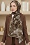 Women's Brown Floral Patterned Bamboo Crush Shawl