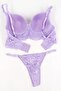 Women's Lilac Stone Embroidered Lace Unpadded Bralette Set - 2