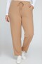 Women's Camel Elastic Waist Lace-Up Atlas Wide Leg Pants - 3