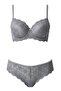 Women's Gray Floral Lace Supported Bra Set - 3