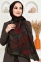 شال نسائي ناعم من القطن العضوي بنمط تجريدي باللون الأحمر الكاكي - 2