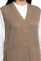 Women's Camel Buttoned Pocketed Knitwear Mother's Vest - 2