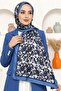 Women's Blue Shawl Patterned Organic Cotton Soft Shawl - 2