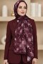 Women's Purple Floral Patterned Bamboo Crush Shawl - 2