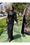 Sleeves Satin Evening Dress - 2