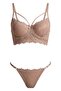 Mink Lace Embroidered Unpadded Bra Set with Low-Cut Chest Detail - 3