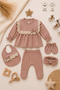 Baby Girl Newborn 100% Cotton Ribbed Lace Detailed 5-Piece Set Stylish Hospital Discharge Set