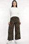 Women's Black Mink Abstract Patterned Atlas Wide Leg Pants - 2