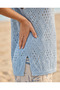 Summer Openwork V-Neck Slit Knitwear Blouse Pareo Beach Dress - 3