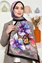 Women's Brown Orchid Patterned Soft Shawl - 2