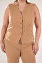 112035 Women's Plus Size Cobalt Button Detail Vest Set Sets - 4