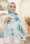 Women's Water Green Watercolor Floral Patterned Soft Shawl - 2