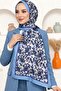 Women's Blue Shawl Patterned Organic Cotton Soft Shawl