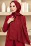 Women's Red g Patterned Jacquard Cotton Shawl