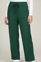 Women's Green Elastic Waist Lace-Up Atlas Wide Leg Pants - 2