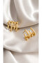 Multi-Bar Zircon Stone Women's Steel Earrings - 4