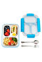 Stainless Steel Lunch Box 710ml, 3 Compartment Leakproof Bento Box for Kids- Blue - 7