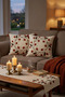 Boho Decorative Punch Embroidered Daisy Pattern Throw Pillow Runner Set 2 Square Throw Pillows 1 Runner Living Room Set - 2