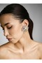 Women's Steel Pearl Flower Earrings Silver - 3