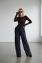Women's Navy Blue Waist-Tie Loose Knitted Trousers - 2