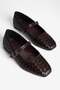 Women's Ballet Flats with Knitted Textured Straps and Square Toe Marela Brown