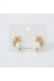 Leaf Model Pearl Detailed Women's Steel Earrings - 5