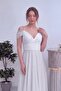 Women's Off-Shoulder Double-Breasted Strap Ring Detailed Flared Long Evening Dress Lilac, Black, Indigo, White - 4