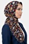 Women's Navy Blue Floral Patterned Beaded Writing