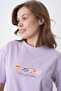 Colorful Cup Printed Round Crew Neck Lilac T-Shirt for Women Coffee Lovers - 3