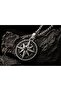 Stainless Steel Black Crystal Stone Detailed North Star Compass Necklace - 3